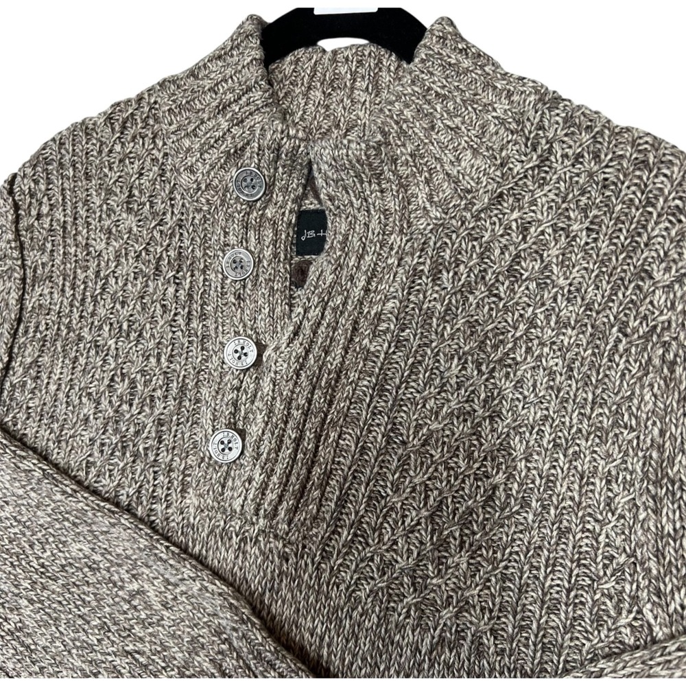 JB Holt Men's Sweater Medium‎ Beige Mock Neck Preppy Grandpa Core Dad Fisherman